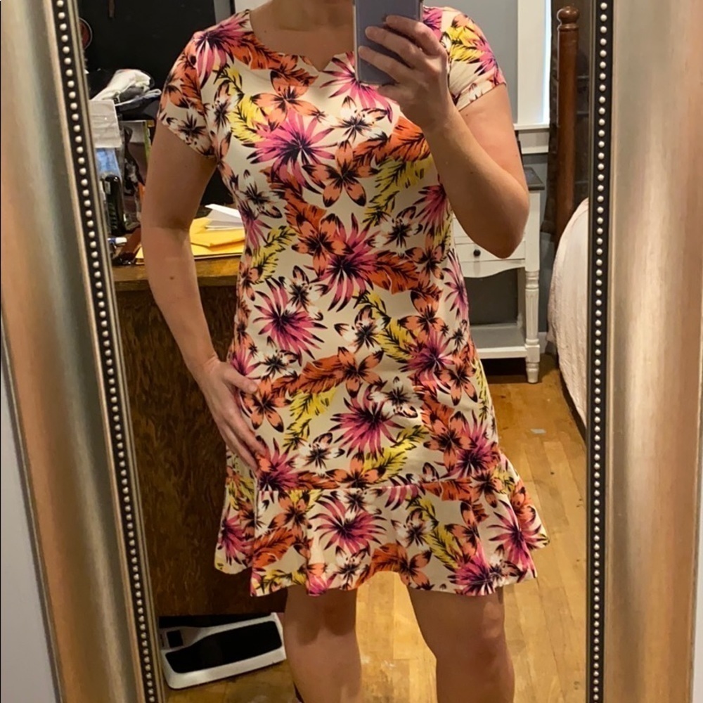 Lands End Pretty Floral T Shirt Dress EUC